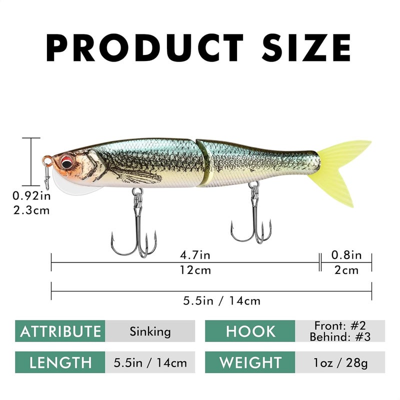 TRUSCEND Easy Catch SwimMax with BKK Hooks, Magic Noisy Wiggling and Vibrating Actions for More Bites, Lifelike Fishing Lures for Bass Trout Walleye Crappie, Strongest Dyneema Fiber Jointed Swimbaits - Image 2